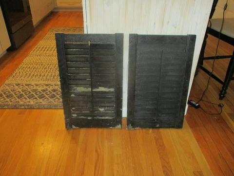 Pair of Vintage wood shutters/painted black/ 26" tall, 16" wide Cover