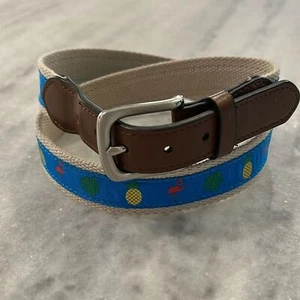 Boys Belt sz Large Summer Tropical Flamingo Pineapple Palm - Picture 1 of 6