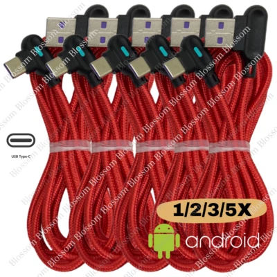 3/6 英尺 90 度直角 USB C 型快速充电器线 适用于 Android 三星 批量 — 第 1/4 张图片