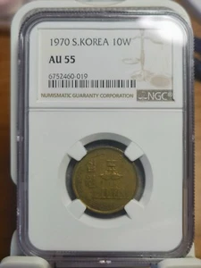 South Korea 10Won 1970 NGC AU55 coin AU bronze - Picture 1 of 9