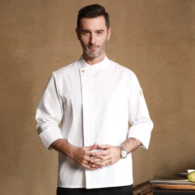 Men Chef Uniform Kitchen Jacket Coat Short/Long Sleeve Cooking Restaurant Top - Image 1 of 4