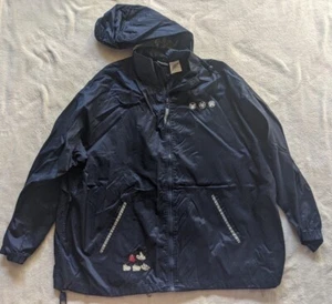 Mickey Mouse Rain Jacket Size XL Disney Store Vintage Blue Coat Stitched w/ Hood - Picture 1 of 12