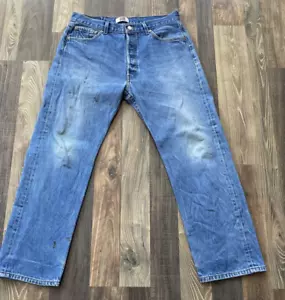 Pantalones de mezclilla vintage Levi 501XX talla W33 L27 pierna recta *manchas negras - Imagen 1 de 15