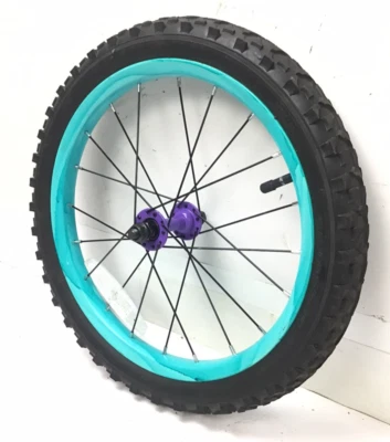 Rueda delantera azul para bicicleta de 16" con neumático de 1,95" Mini-BMX bicicleta para niños #C53 Foto 1 de 3