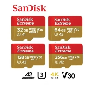 SanDisk EXTREME 16GB 32GB 64GB 128GB 256GB MicroSD Memory card C10 V30 4K AU - Zdjęcie 1 z 11