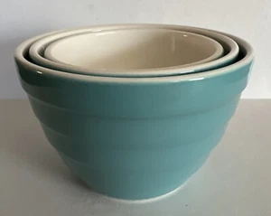 Crate and Barrel Retired Parker Nesting Mixing Bowls Set Of 3 Ribbed Beehive - Picture 1 of 7