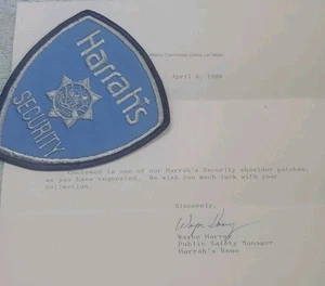 Patch di sicurezza vintage obsoleta di Reno Harrah con nota - Foto 1 di 6