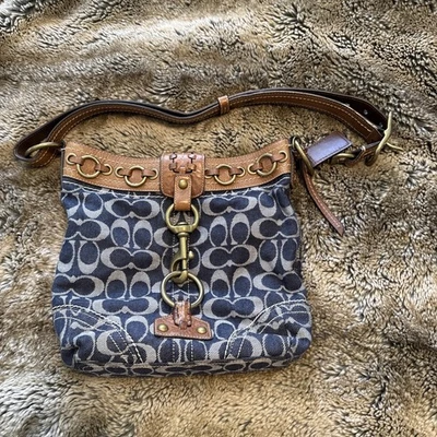 Bolso de hombro boho COACH DE COLECCIÓN Signature Denim latón y cuero G06K-10406 Foto 1 de 4