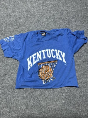 Vintage 1987 Kentucky basketball cropped blue T-shirt size large - Изображение 1 из 4