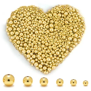 100Pcs 14K Gold Filled Spacer Beads 2/3/4/5/6/8mm Round Loose Beads for Jewel... - Picture 1 of 7