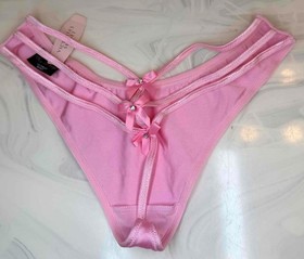 VICTORIA'S SECRET SEXY LITTLE THINGS PINK SMOOTH STRAPPY RARE V STRING PANTIES S