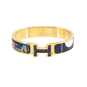 HERMES Clic H PM Bangle Bracelet Navy Space Derby Gold Accessory 90296096 - Picture 1 of 7