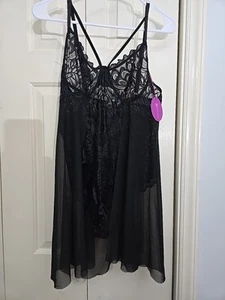 Babydoll sexy Dessous schwarz großer offener Schritt Spitze Netz von Avidlove neu mit Etikett - Bild 1 von 9