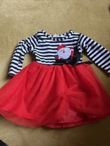 Girls' Age 18/24 Months Christmas Tutu Dress Stripy And Red - Picture 1 of 1