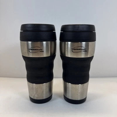 Lot Of 2 Thermos Thermocafe Stainless Steel Travel Coffee Mug Tumbler 16oz - Image 1 of 4