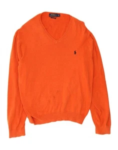 POLO RALPH LAUREN Womens V-Neck Jumper Sweater UK 18 XL Orange Cotton CS75 - Picture 1 of 4