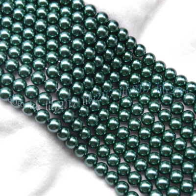 Cuentas sueltas redondas de 15"" concha de mar del Sur verde tinta 8/10/12 mm hilo Foto 1 de 3