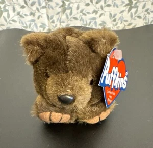 Vintage Swibco Puffkins 6652 GRIZWALD Bear Keychain with Tag Brown Plush Toy - Picture 1 of 10