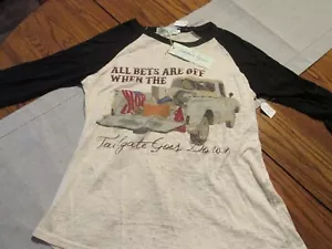 All Bets are Off When the Tailgate Goes Down" Graphic Tee Ladies Large New - Picture 1 of 5