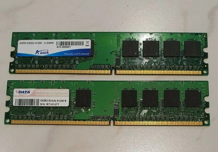 2x 512MB A Data DDR2 533(4) U-DIMM Desktop Memory A70-950801 - Image 1 of 2