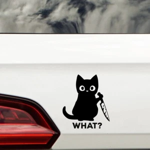 Funny Cat Horror Image Waterproof Decal - Car Bumper Sticker - Mirror Decal - Picture 1 of 10