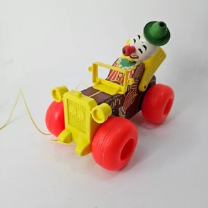 Vintage 1965 Fisher-Price Jolly Jalopy Zirkus Clown Holz Zugspielzeug Hergestellt in den USA - Bild 1 von 6