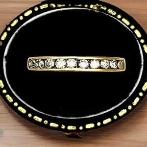 Anillo de eternidad de diamantes reales de oro amarillo de 9 quilates - 1,11 gramos - talla N1/2 - Imagen 1 de 2