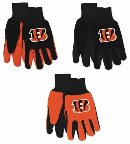 NFL Cincinnati Bengals Assorted Adult 2-Pack No Slip Gripper Utility Gloves NEW! Cover
