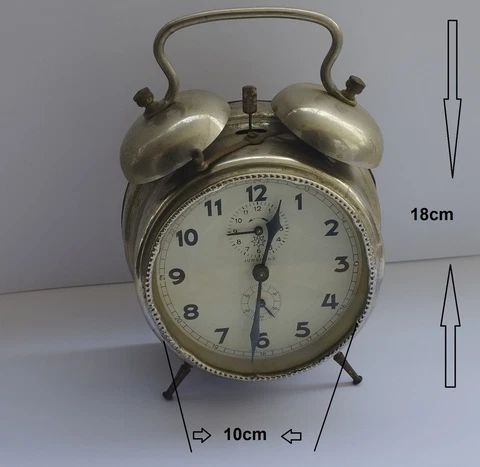RARE WWI - WWII ANTIQUE JUNGHANS GERMAN BELL ALARM CLOCK_WORKING Cover