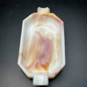 Akro Slag Glass Ashtray Red/Orange Akro Long Tab Ashtray Vintage Ashtray - Picture 1 of 9