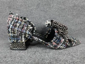 Jeffrey Campbell Valenti Embellished Bow Loafers in Tweed Size 10 - Picture 1 of 12