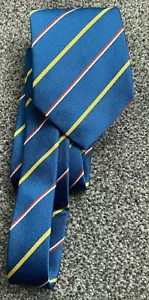 Cravatta da uomo 1939-1960 vintage blu multi righe servizio nazione - Foto 1 di 3