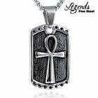 LEGENDS Genuine Stainless Steel Retro Ankh Cross Plate Pendant Necklace