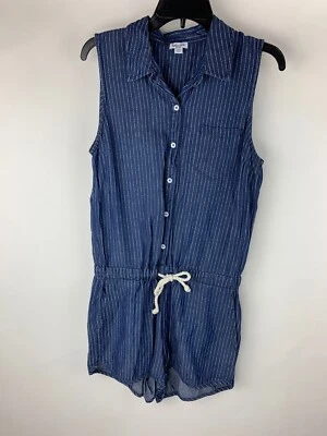 Splendid Nordstrom Denim Pinstripe Romper Outfit Medium Excellent - Image 1 of 4