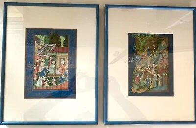 RARO - Par de escenas de corte india estilo mogol persa  Foto 1 de 4