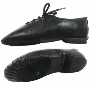 JAZZ DANCE SHOES Black unisex Leather split suede sole pumps irish hard jig 01 - Picture 1 of 18