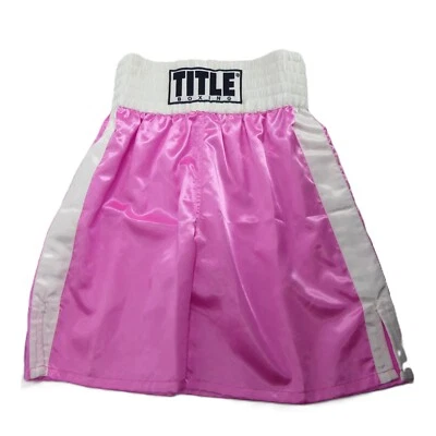 New Title Boxing Men's Pink White Size Small Satin Classic Style Trunks Shorts - Image 1 of 4