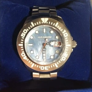 Aragon Divemaster II Men's Automatic Watch Blue Abalone Dial A335 45mm, 24 Jewel - Picture 1 of 15