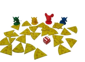 2007 Mouse Trap Game Parts Only -4 Plastic Mice, Cheese, Die - Picture 1 of 5