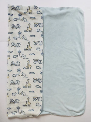 Детское одеяло KYLE + DEENA сине-белое 30 x 30 дюймов сафари животные жираф кенгуру - Изображение 1 из 4