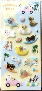 Vacances Dogs Clear Sticker Animal Puppy Toy Poodle Summer Synapse MADE IN JAPAN - Picture 1 of 3