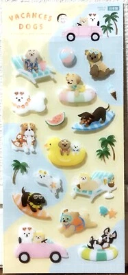 Vacances Dogs Clear Sticker Animal Puppy Toy Poodle Summer Synapse MADE IN JAPAN - Image 1 of 3