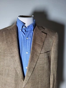 40R Brooks Brothers SEIDE LEINEN WOLLE E.Thomas Windowpane Tweed Blazer Mantel Jacke - Bild 1 von 10