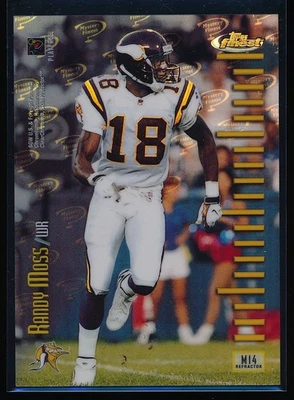 Tarjeta de novato Topps Finest Mystery 2 1998 John Elway Randy Moss #M14 refractor Foto 1 de 2