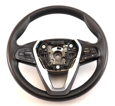 17-20 BMW 530i OEM M5 G12 G14 G15 G16 Black Leather Steering Wheel 32306871732 - Image 1 of 4
