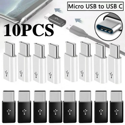 10 Pack Micro USB to Type C Adapter Converter Micro-B to USB-C Connector - Image 1 of 4