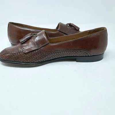 Mezlan Maracay Brown Woven Leather Loafers Tassel Kiltie Dress Shoes Mens 12M - Image 1 of 4