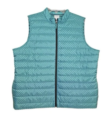 Chaleco acolchado Weekends by Chico’s talla 3 turquesa sin mangas puntos ligero Foto 1 de 4