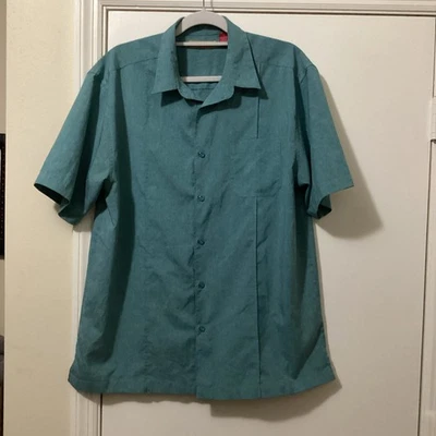 Camisa informal Havanera manga corta dobladillo recto 100 % poliéster azul L #12286 Foto 1 de 3