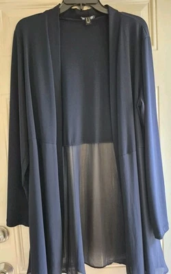 SUSAN GRAVER Líquido Tejido Frente Abierto Cardi/Topper - L - Slvs Largos, Fondo de Gasa Foto 1 de 3